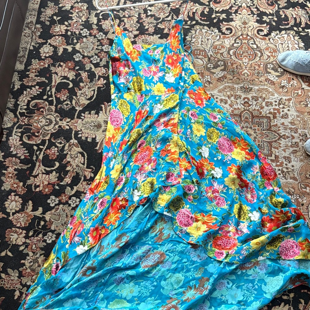 Alice + Olivia Turquoise Floral Maxi Dress
